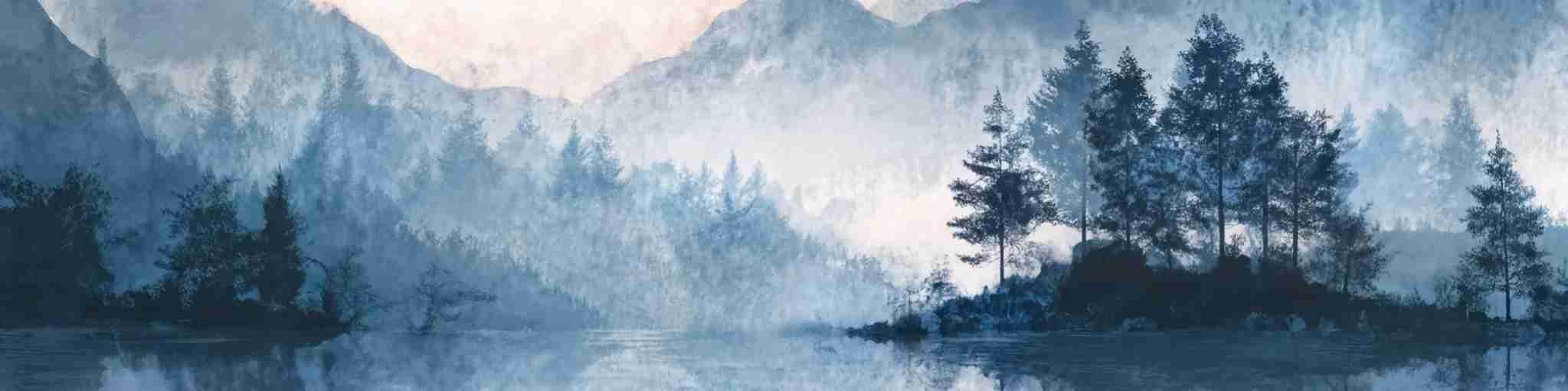 Cimes Bleutées – Papier peint paysage montagne nordique - Illulart: Papier peint panoramique