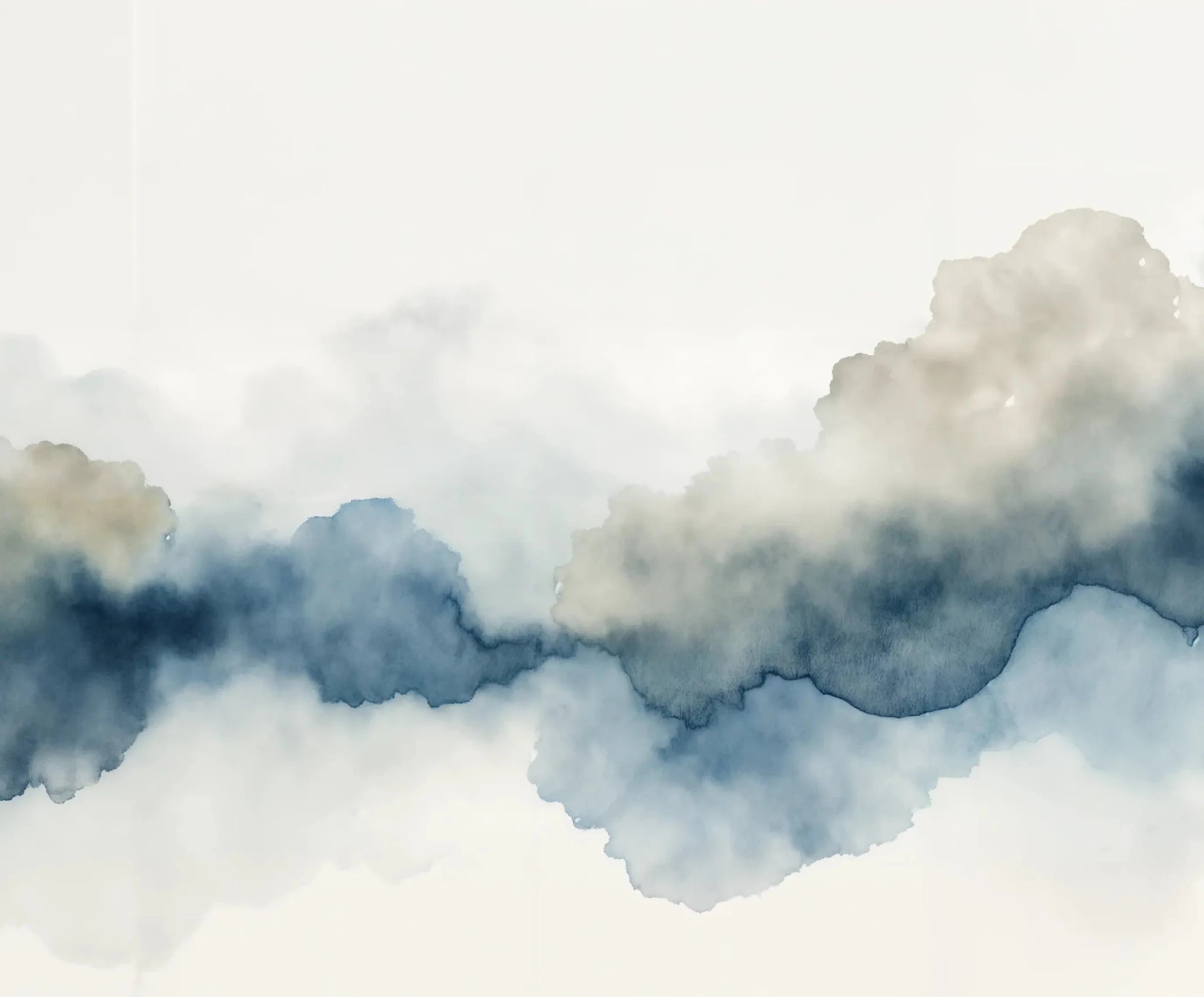 Couleurs de l’air en bleu  – Papier peint panoramique éthéré et moderne
