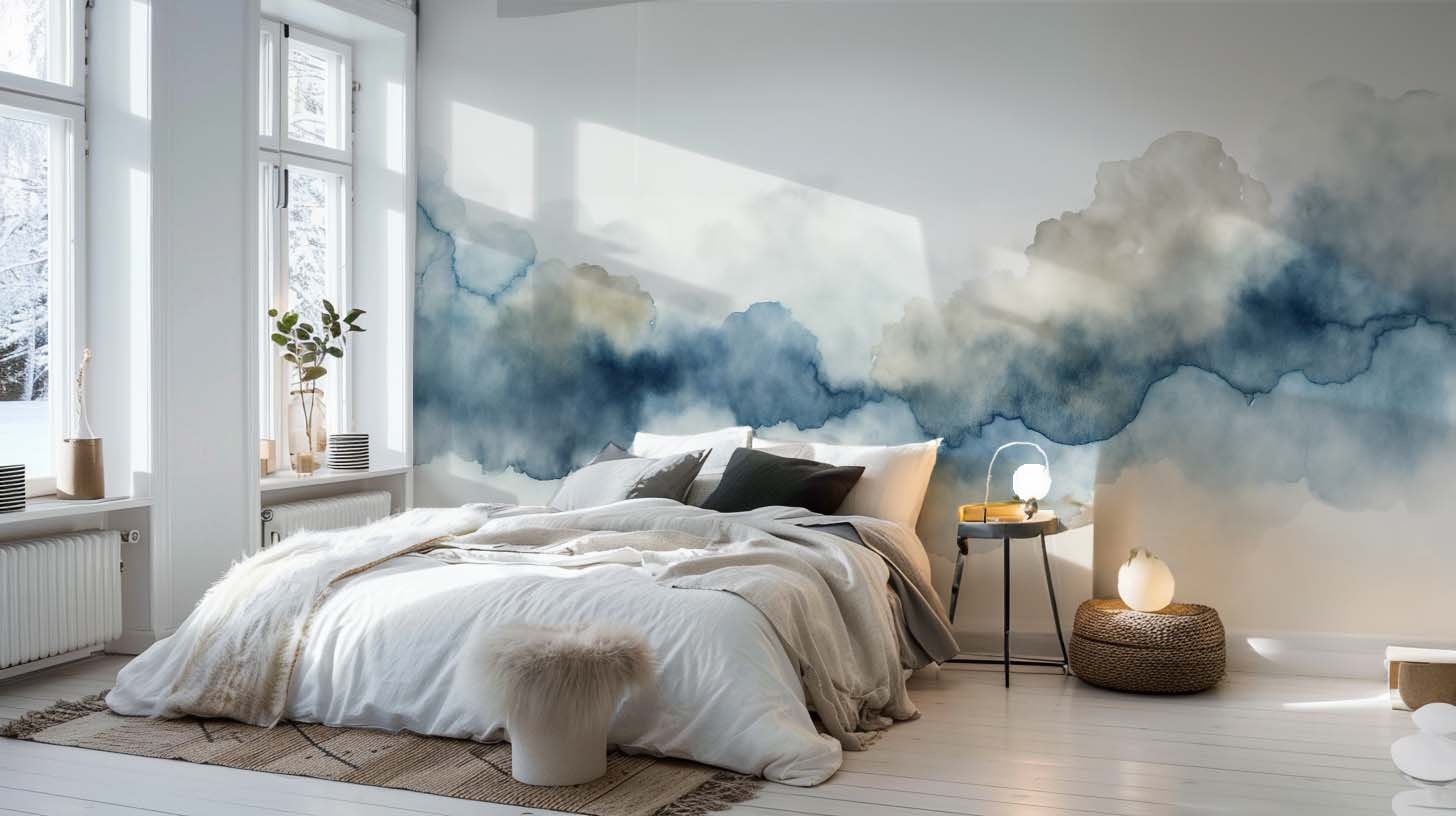 Couleurs de l’air en bleu – Papier peint panoramique éthéré et moderne - Illulart: Papier peint panoramique