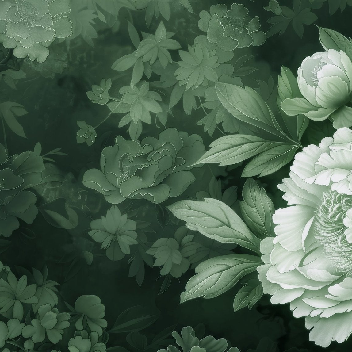 Elégance des pivoines en vert sauge