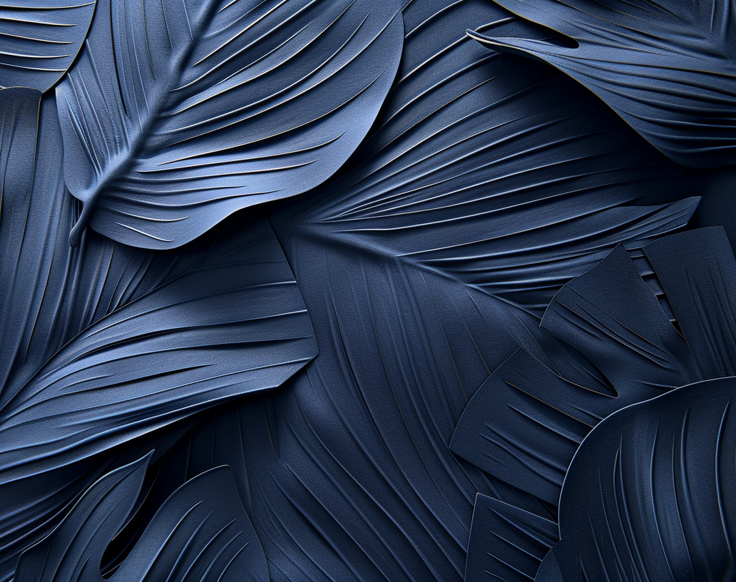Feuillage 3D Velours Bleu Nuit