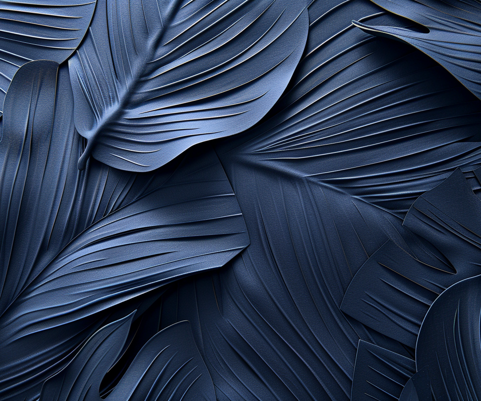 Feuillage 3D Velours Bleu Nuit