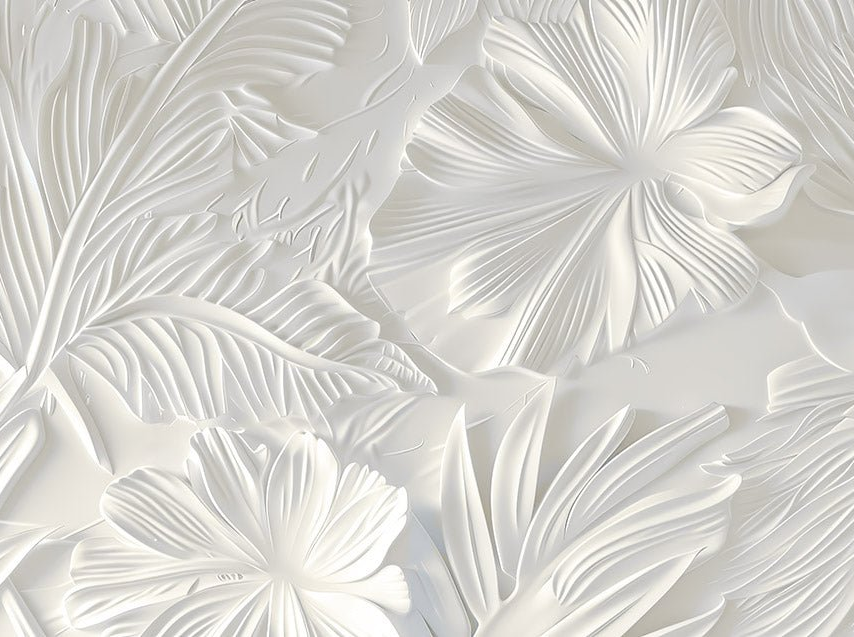 Élégance florale sculptée en blanc