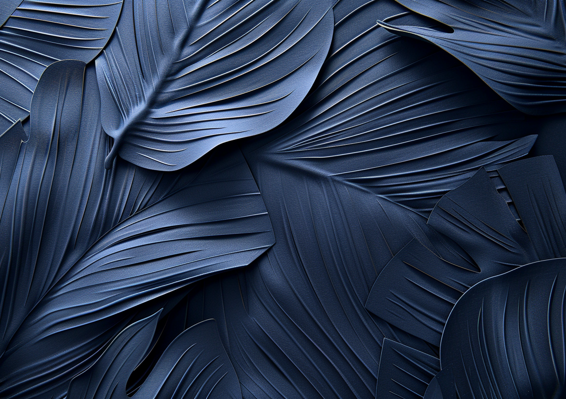 Feuillage 3D Velours Bleu Nuit