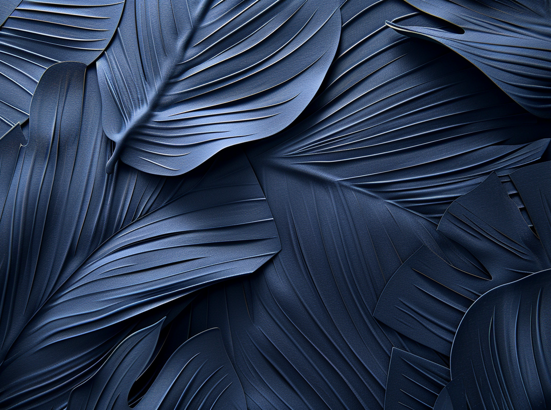 Feuillage 3D Velours Bleu Nuit