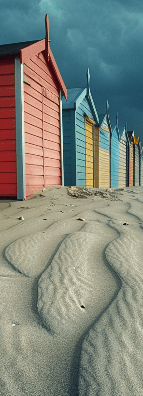 Cabanes de plage en couleurs