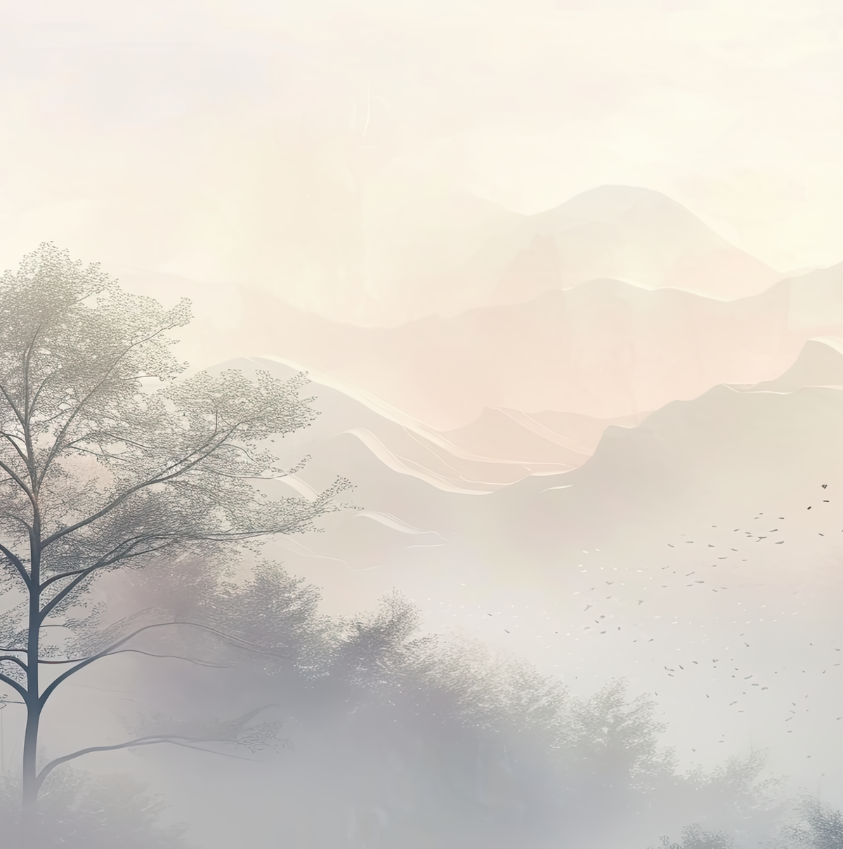 Aurore montagneuse en brume