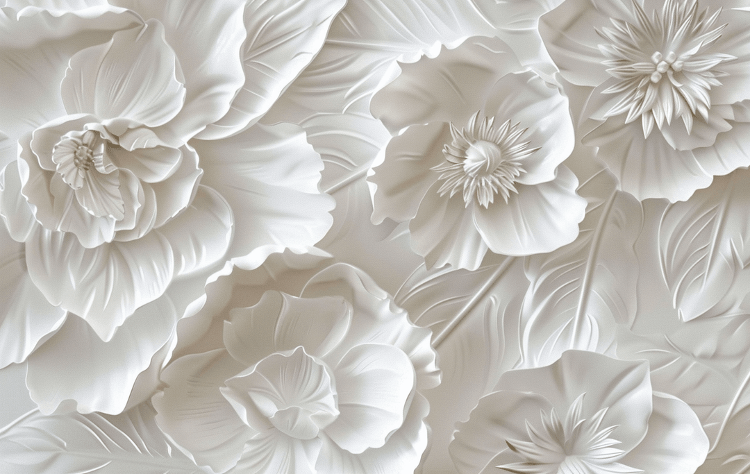 Délicatesse en Blanc Finition intissé - Illulart: Papier peint panoramique