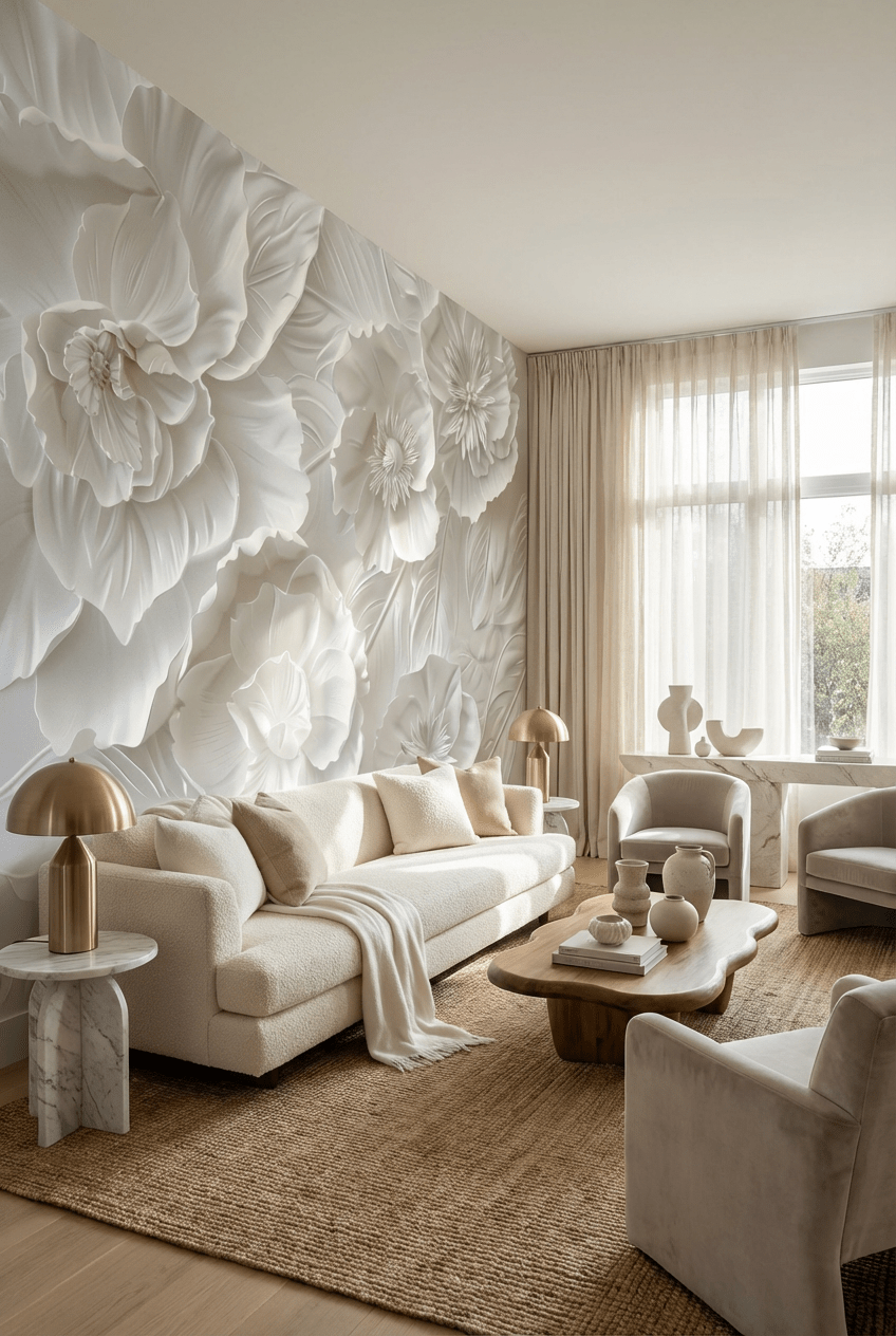 Délicatesse en Blanc - Illulart: Papier peint panoramique