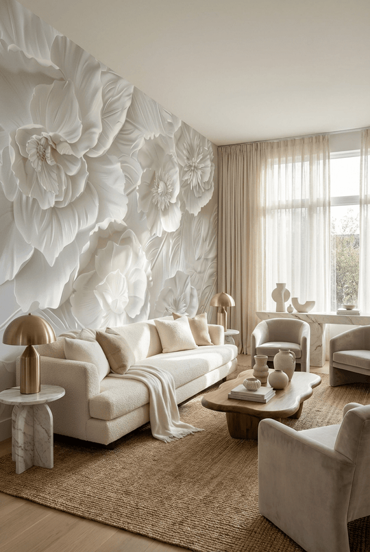 Délicatesse en Blanc - Illulart: Papier peint panoramique