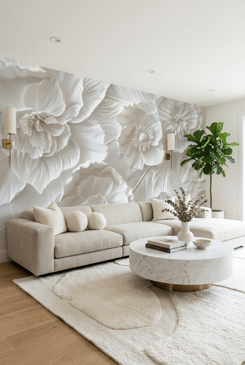 Délicatesse en Blanc - Illulart: Papier peint panoramique