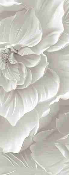 Delicatesse en Blanc : papier peint à motif de fleurs en 3D - Illulart: Papier peint panoramique