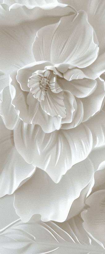 Delicatesse en Blanc : papier peint à motif de fleurs en 3D - Illulart: Papier peint panoramique