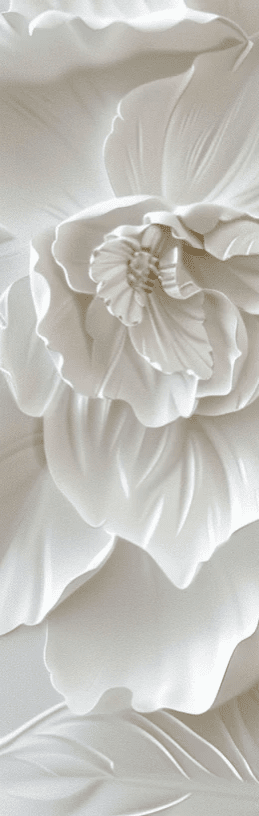 Delicatesse en Blanc : papier peint à motif de fleurs en 3D - Illulart: Papier peint panoramique