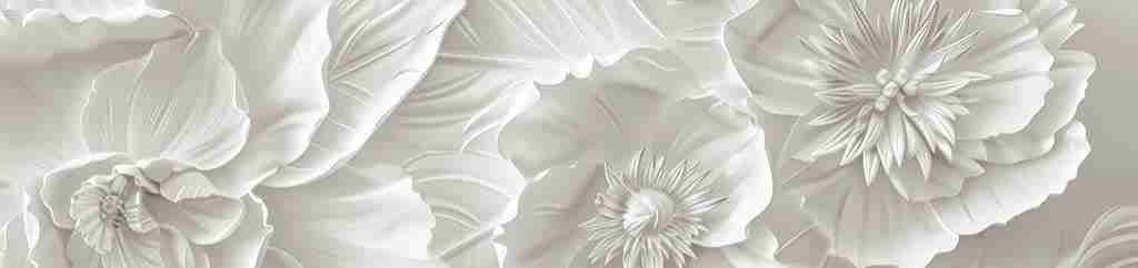 Delicatesse en Blanc : papier peint à motif de fleurs en 3D - Illulart: Papier peint panoramique