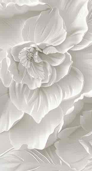 Delicatesse en Blanc : papier peint à motif de fleurs en 3D - Illulart: Papier peint panoramique