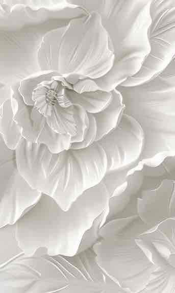 Delicatesse en Blanc : papier peint à motif de fleurs en 3D - Illulart: Papier peint panoramique