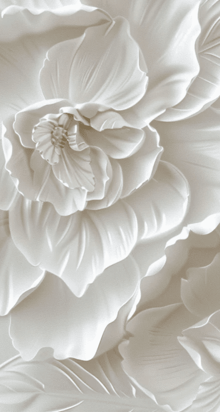 Delicatesse en Blanc : papier peint à motif de fleurs en 3D