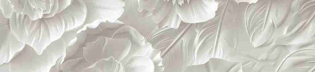 Delicatesse en Blanc : papier peint à motif de fleurs en 3D - Illulart: Papier peint panoramique