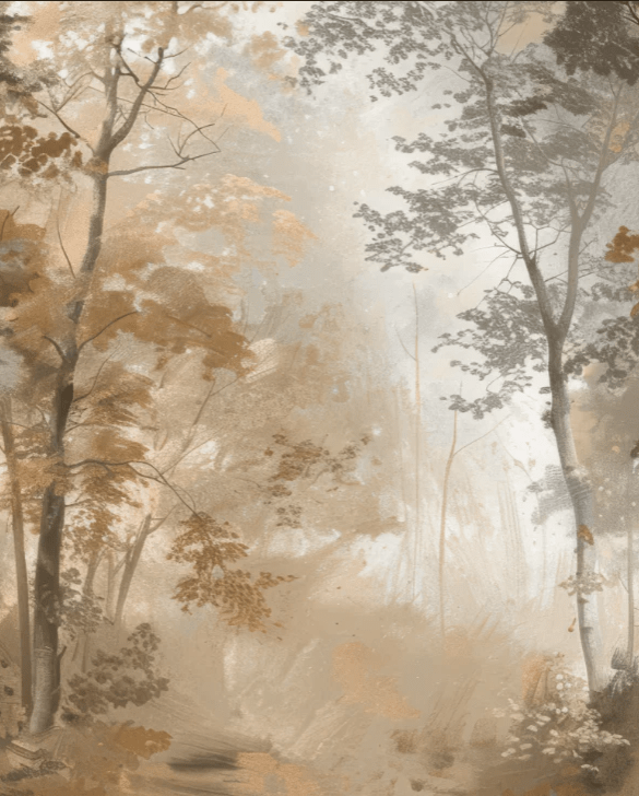 Douceur d'Automne: Papier Peint Forêt et Brume Matinale - Illulart: Papier peint panoramique