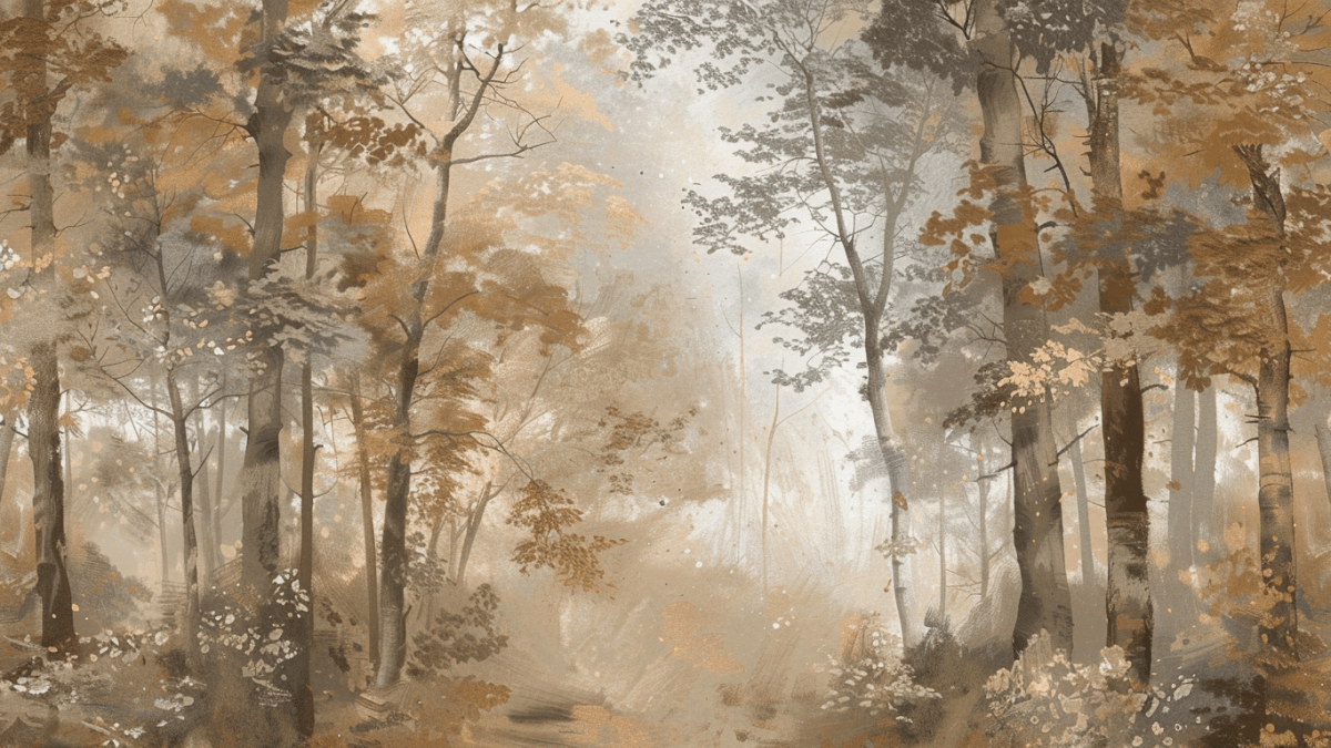 Douceur d'Automne: Papier Peint Forêt et Brume Matinale - Illulart: Papier peint panoramique