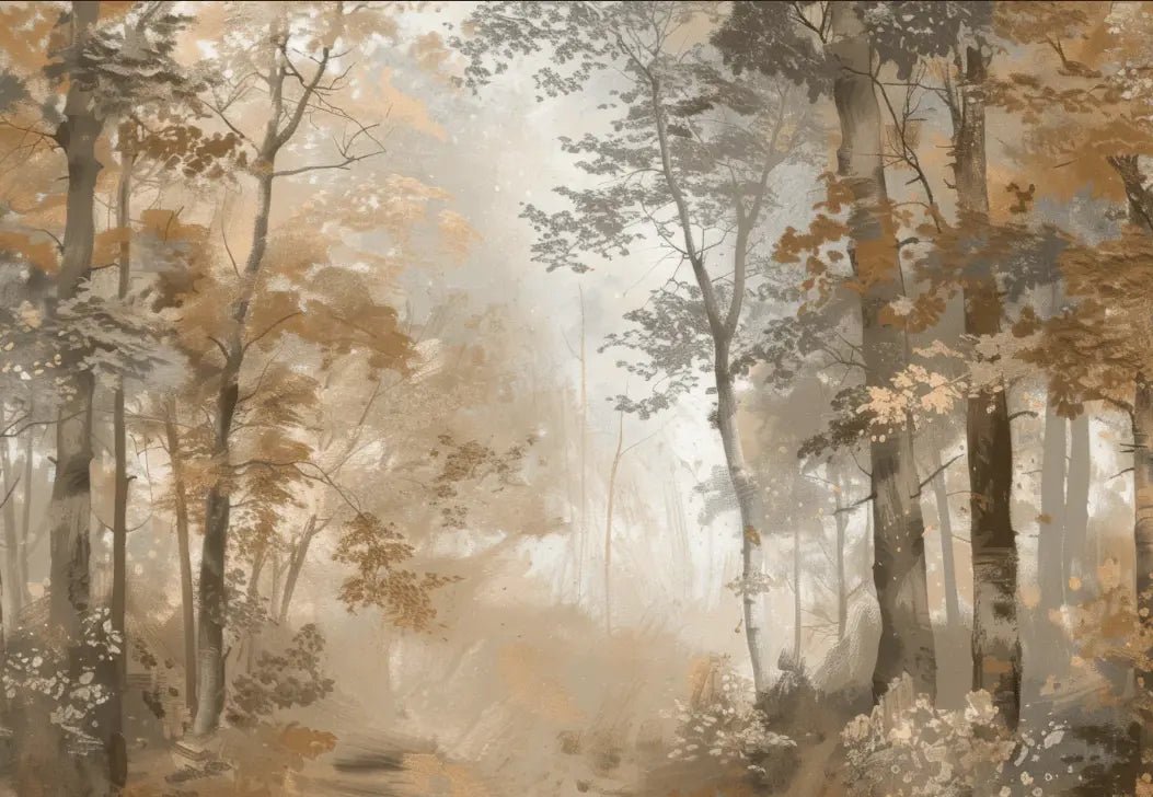 Douceur d'Automne: Papier Peint Forêt et Brume Matinale - Illulart: Papier peint panoramique