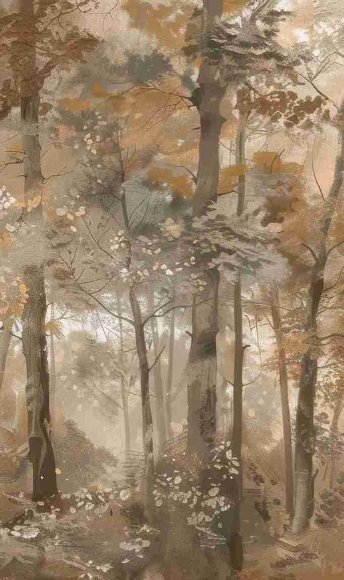 Douceur d'Automne: Papier Peint Forêt et Brume Matinale - Illulart: Papier peint panoramique