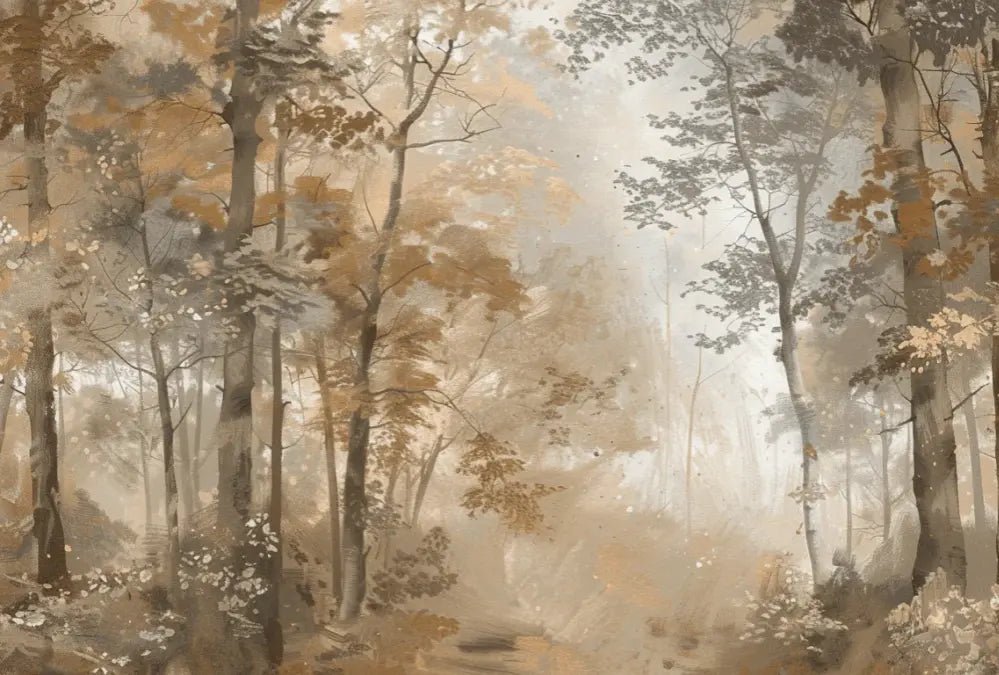 Douceur d'Automne: Papier Peint Forêt et Brume Matinale - Illulart: Papier peint panoramique