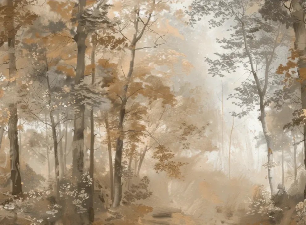 Douceur d'Automne: Papier Peint Forêt et Brume Matinale - Illulart: Papier peint panoramique