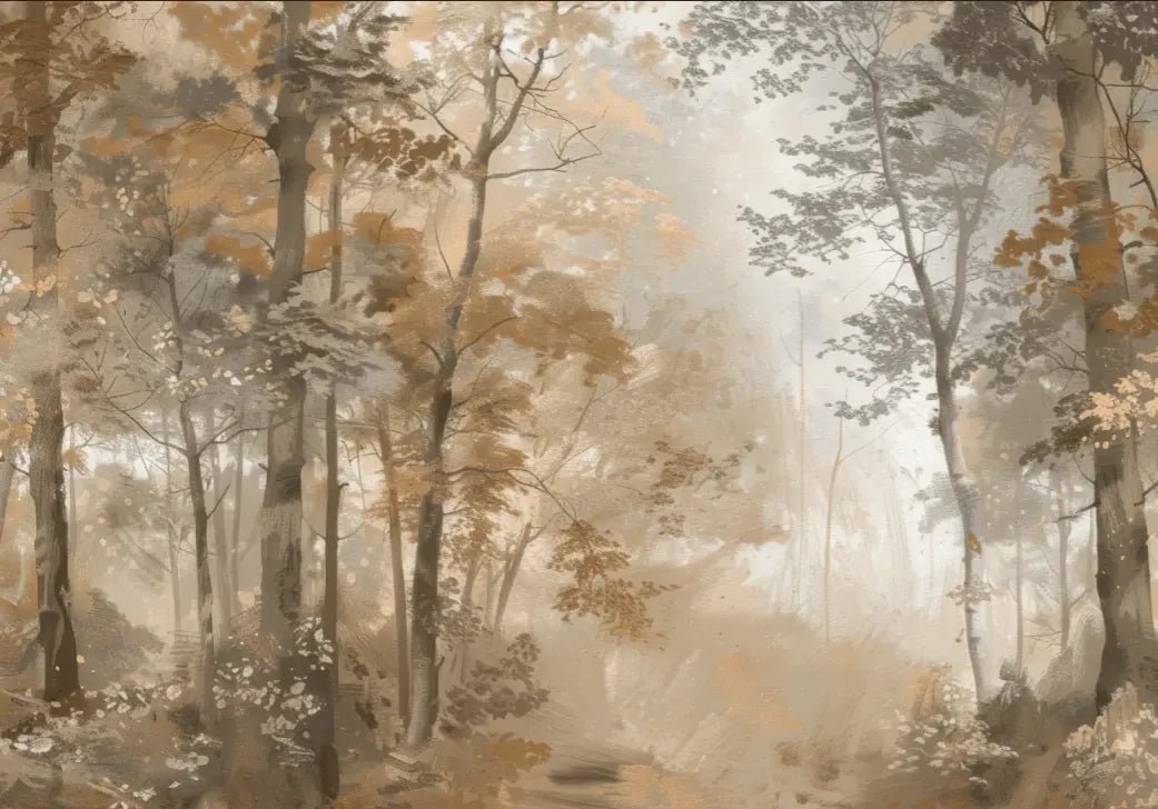 Douceur d'Automne: Papier Peint Forêt et Brume Matinale - Illulart: Papier peint panoramique