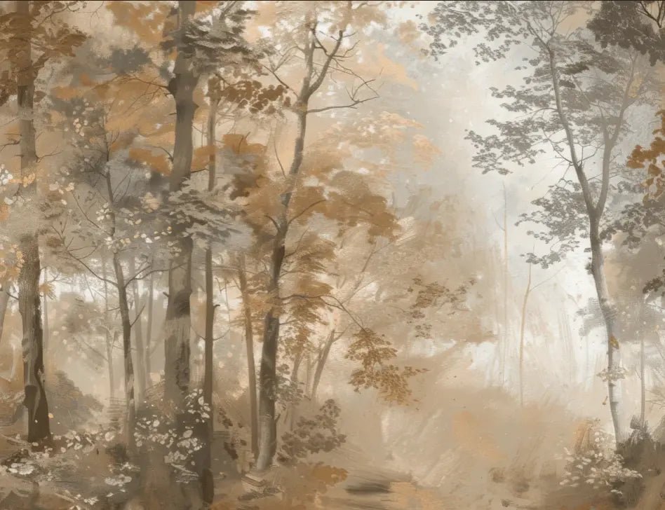 Douceur d'Automne: Papier Peint Forêt et Brume Matinale - Illulart: Papier peint panoramique