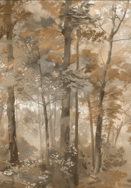 Douceur d'Automne: Papier Peint Forêt et Brume Matinale - Illulart: Papier peint panoramique