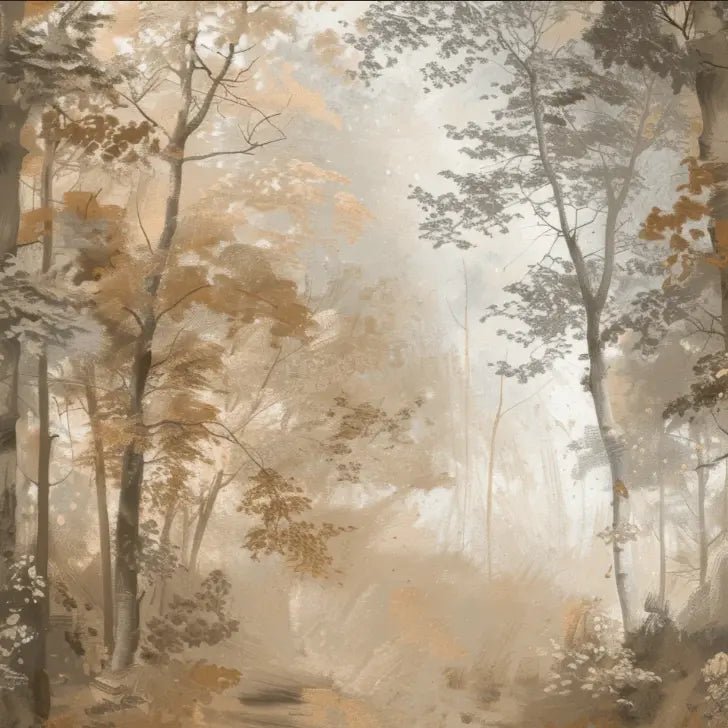 Douceur d'Automne: Papier Peint Forêt et Brume Matinale - Illulart: Papier peint panoramique