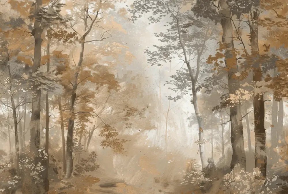 Douceur d'Automne: Papier Peint Forêt et Brume Matinale - Illulart: Papier peint panoramique