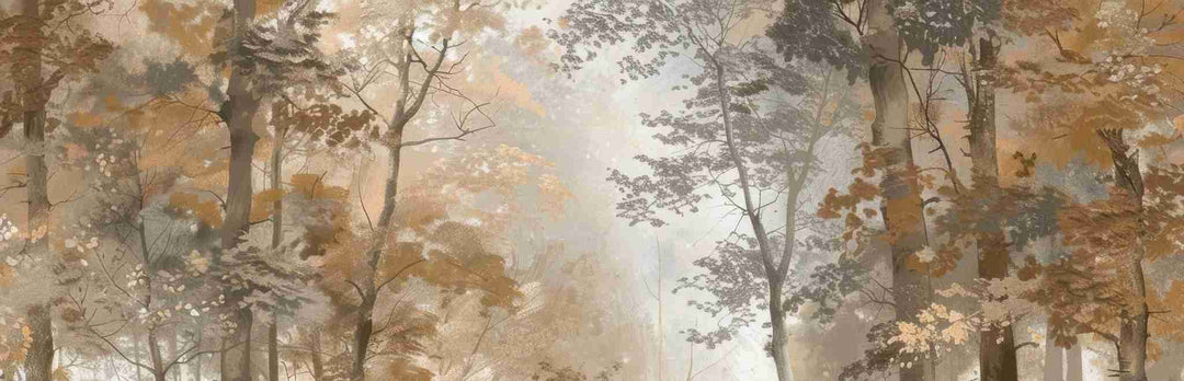 Douceur d'Automne: Papier Peint Forêt et Brume Matinale - Illulart: Papier peint panoramique