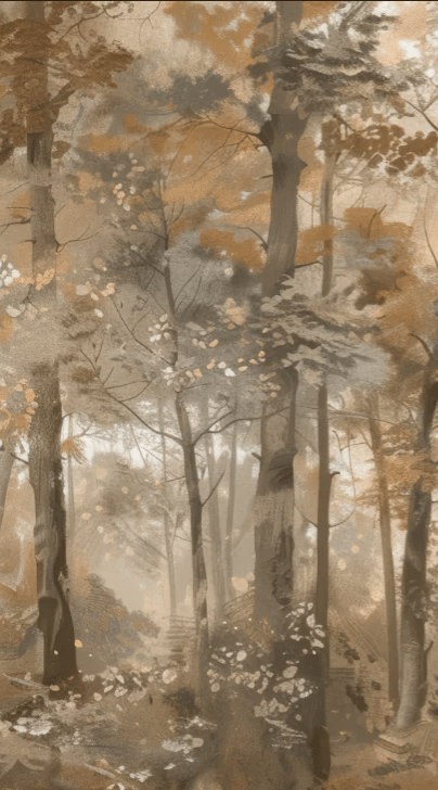 Douceur d'Automne: Papier Peint Forêt et Brume Matinale - Illulart: Papier peint panoramique
