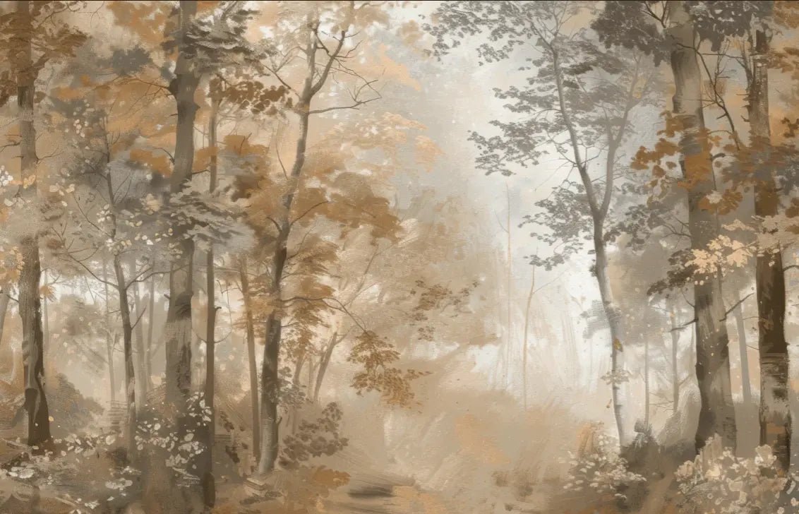 Douceur d'Automne: Papier Peint Forêt et Brume Matinale - Illulart: Papier peint panoramique