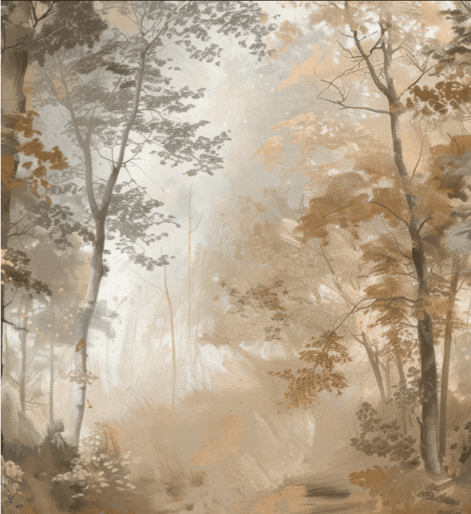 Douceur d'Automne: Papier Peint Forêt et Brume Matinale - Illulart: Papier peint panoramique