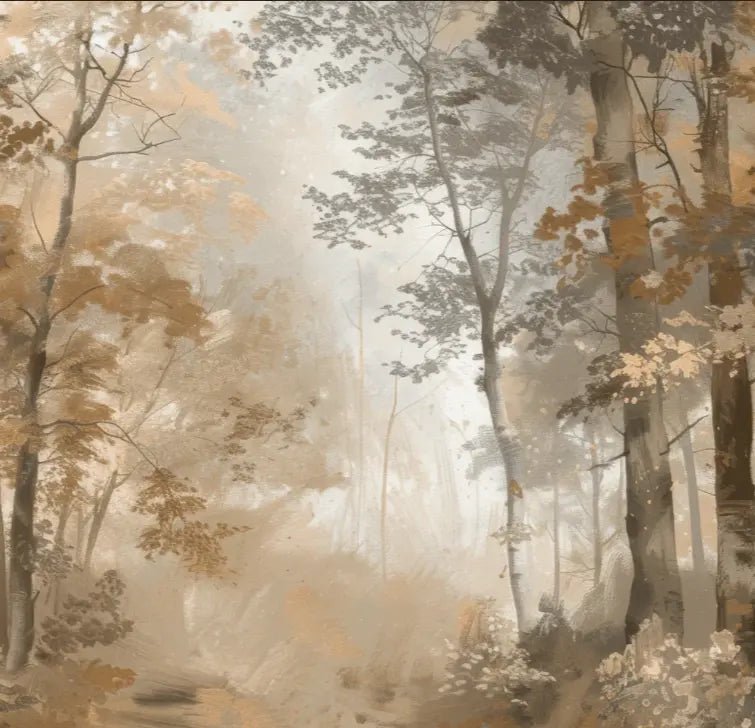 Douceur d'Automne: Papier Peint Forêt et Brume Matinale - Illulart: Papier peint panoramique