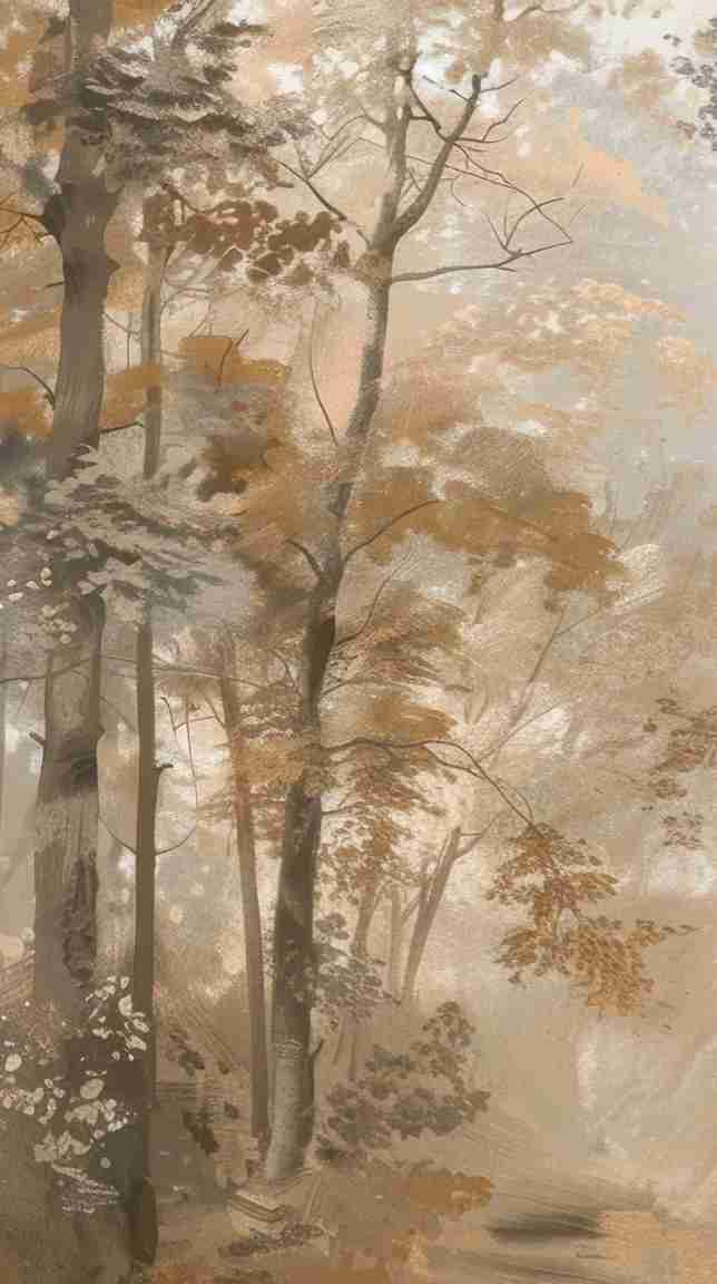 Douceur d'Automne: Papier Peint Forêt et Brume Matinale