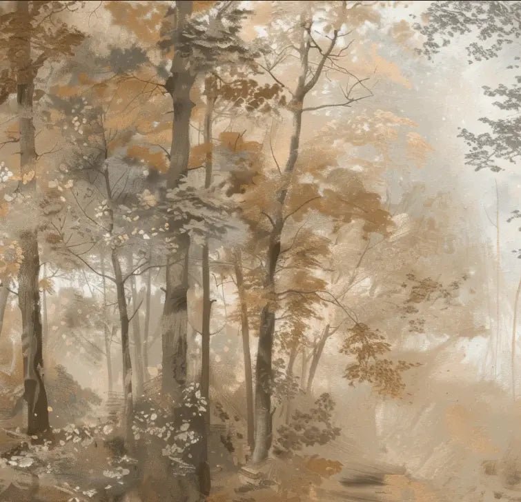 Douceur d'Automne: Papier Peint Forêt et Brume Matinale - Illulart: Papier peint panoramique