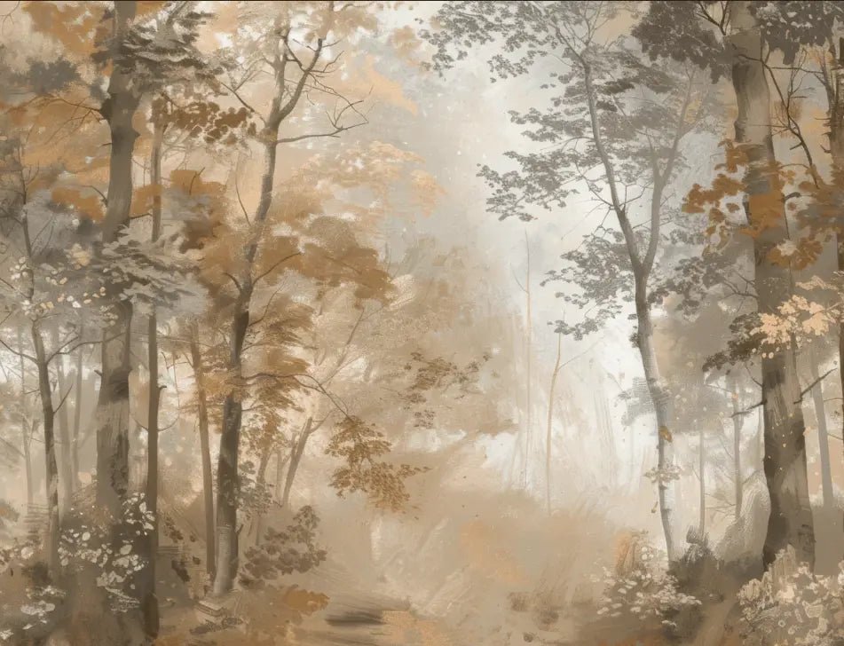 Douceur d'Automne: Papier Peint Forêt et Brume Matinale - Illulart: Papier peint panoramique