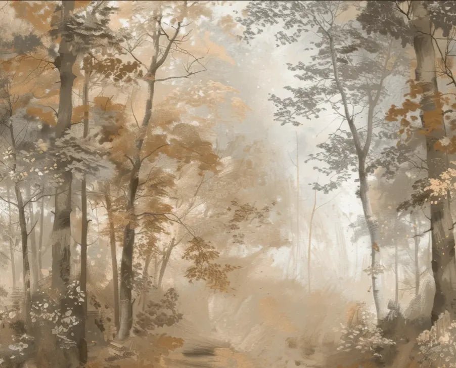 Douceur d'Automne: Papier Peint Forêt et Brume Matinale - Illulart: Papier peint panoramique