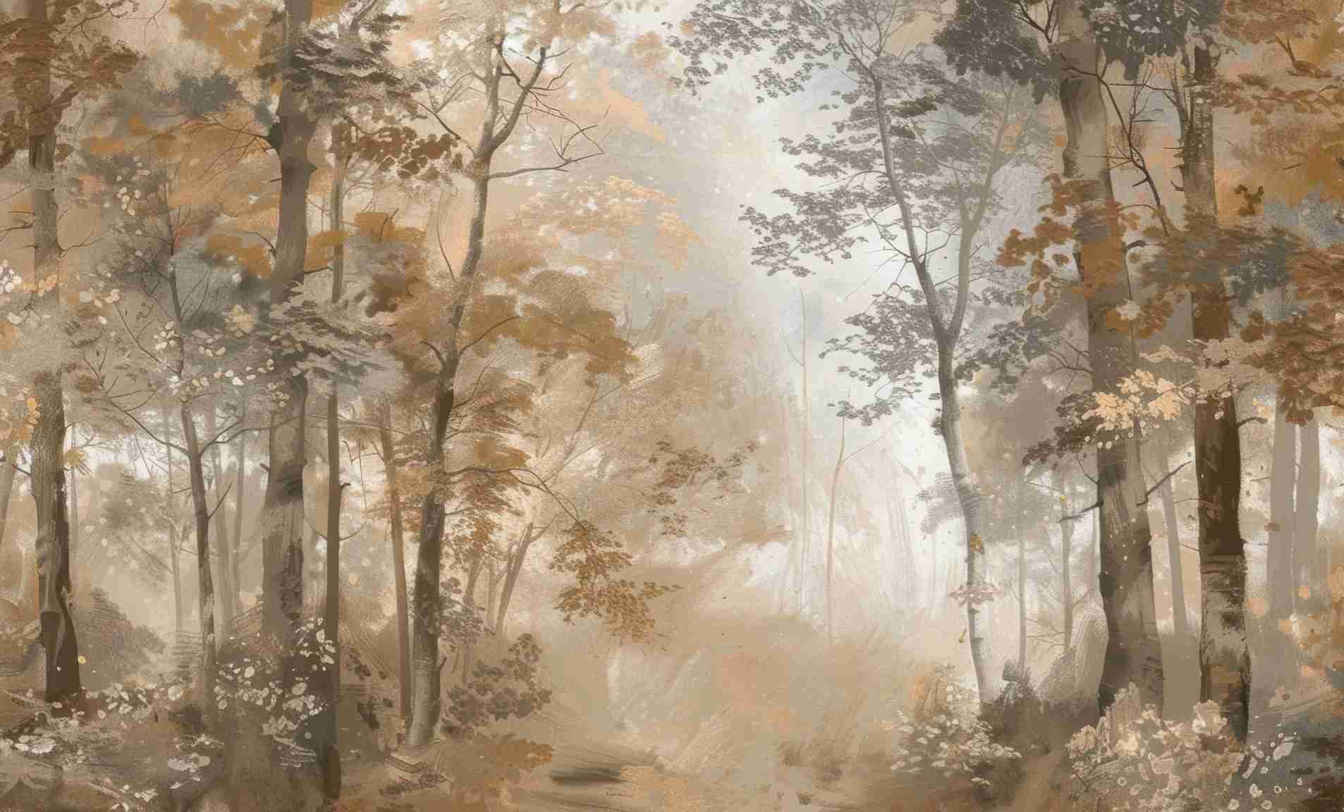 Douceur d'Automne: Papier Peint Forêt et Brume Matinale