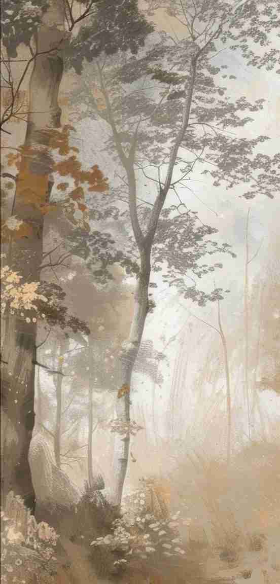 Douceur d'Automne: Papier Peint Forêt et Brume Matinale - Illulart: Papier peint panoramique