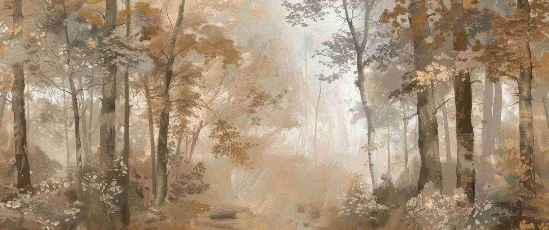 Douceur d'Automne: Papier Peint Forêt et Brume Matinale - Illulart: Papier peint panoramique