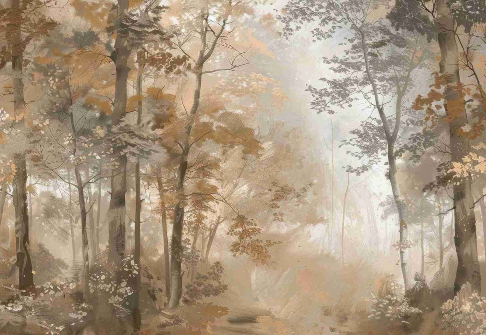 Douceur d'Automne: Papier Peint Forêt et Brume Matinale