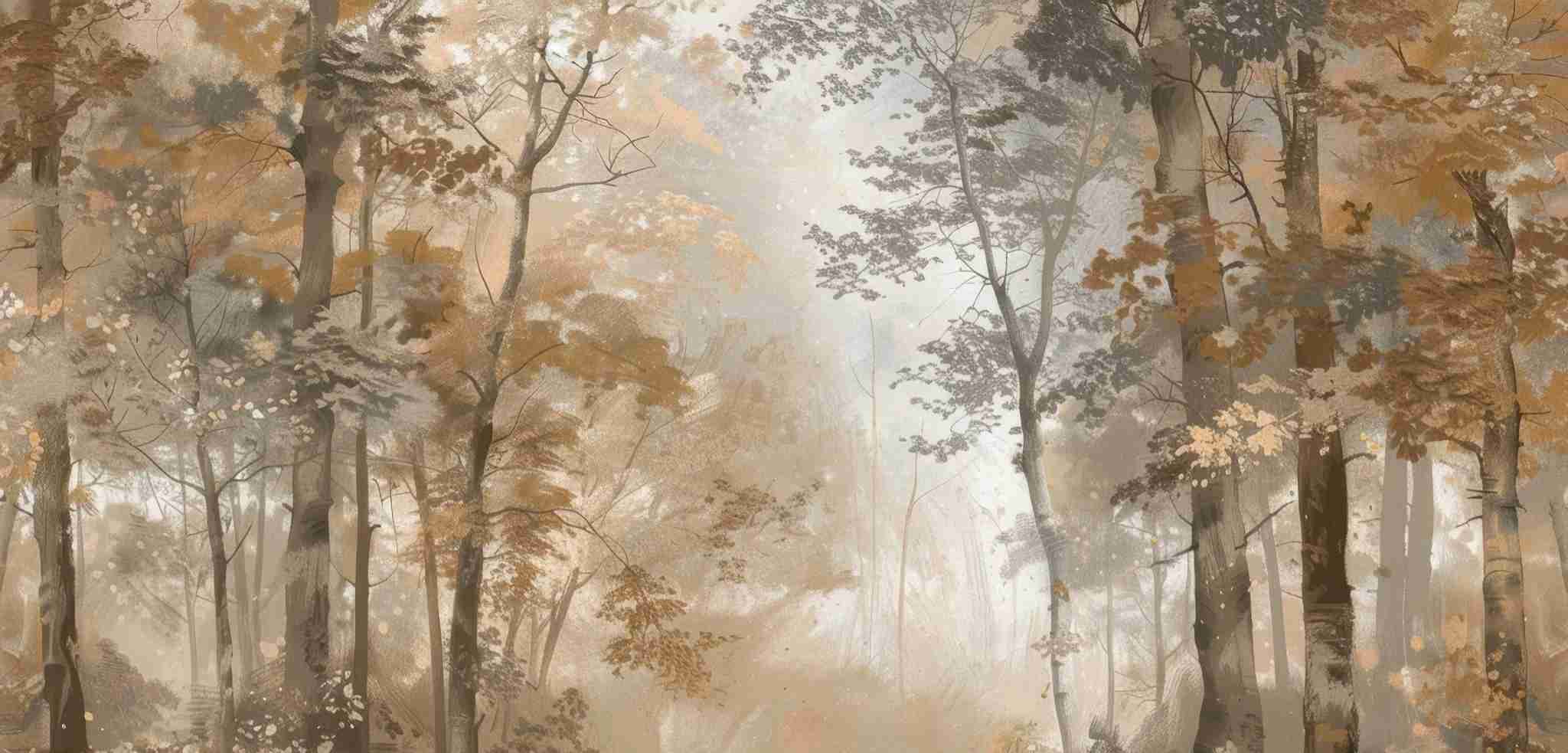 Douceur d'Automne: Papier Peint Forêt et Brume Matinale