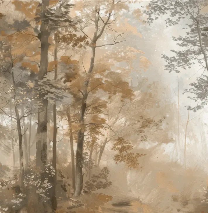 Douceur d'Automne: Papier Peint Forêt et Brume Matinale - Illulart: Papier peint panoramique