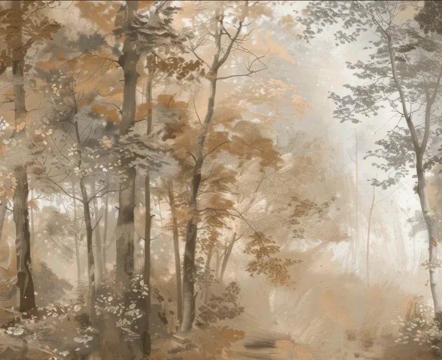 Douceur d'Automne: Papier Peint Forêt et Brume Matinale - Illulart: Papier peint panoramique